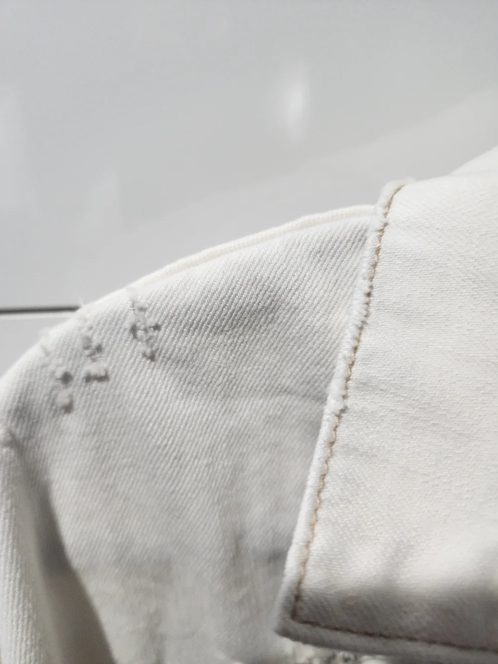 Ecru Denim Jacket - Classic Button-Front - Picture 4 of 6